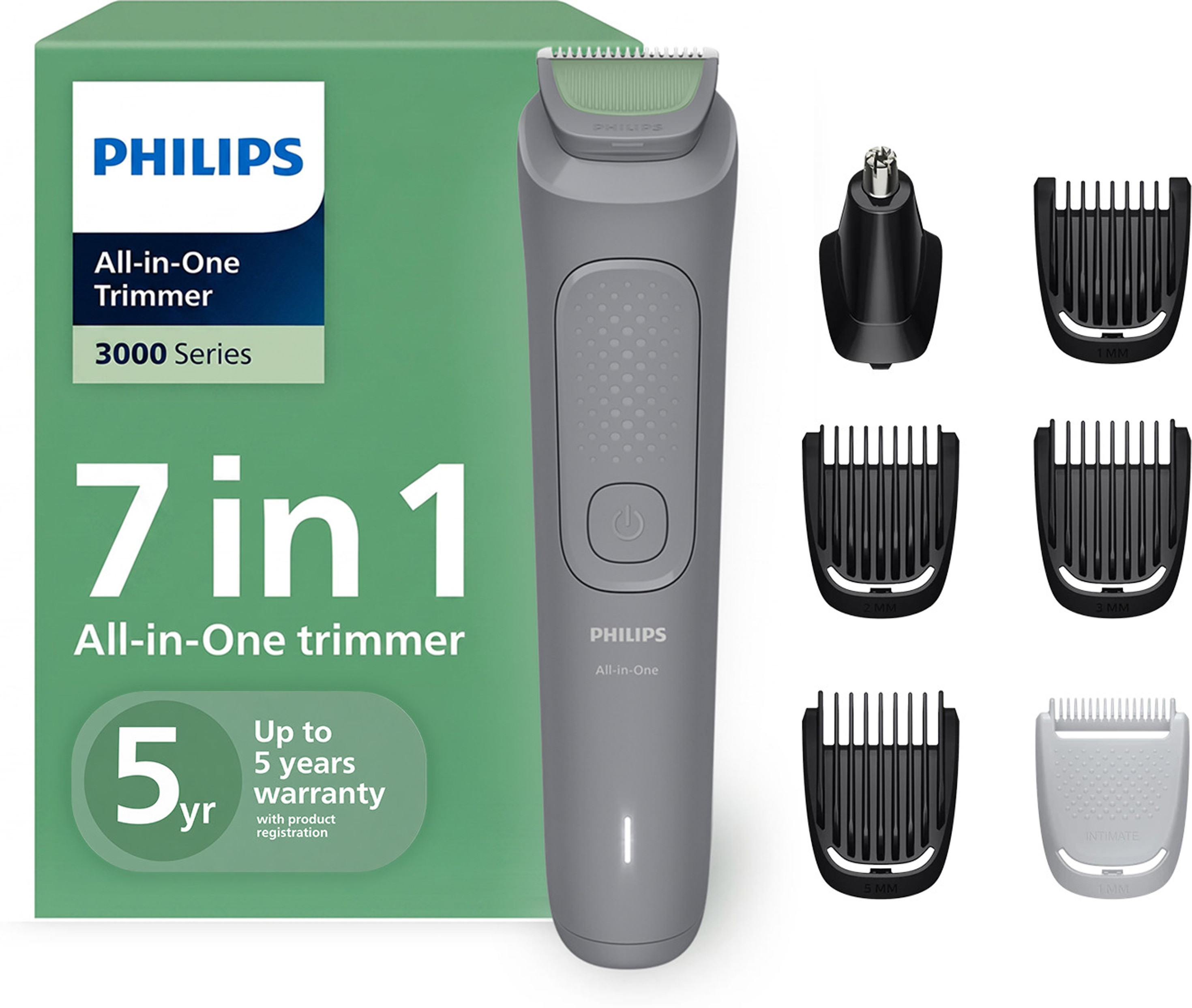 PHILIPS MG3911/15 Fully Waterproof Trimmer 60 min  Runtime 5 Length Settings (Grey)